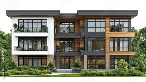 Contemporary three story apartment building with modern design e