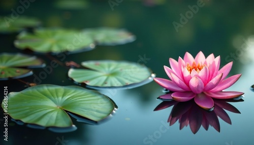 Water lilies & lotus flowers create a vibrant floral pattern on a calm lake's surface , landscape, white