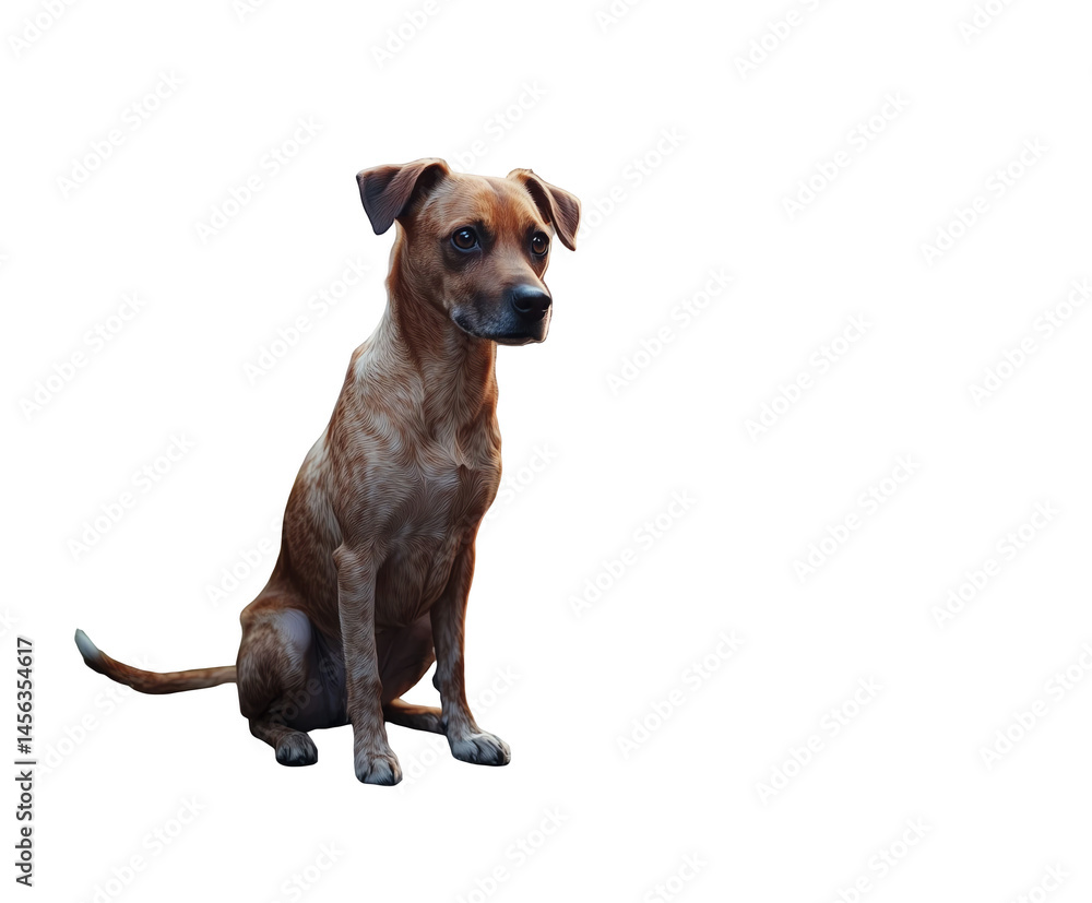 Obraz premium realistic photo of sitting red old dog isolated on transparent white background