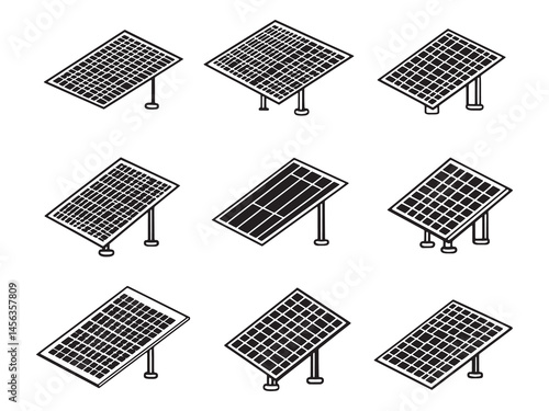 Solar Panels Grid Illustration for Clean Green Power Solutions