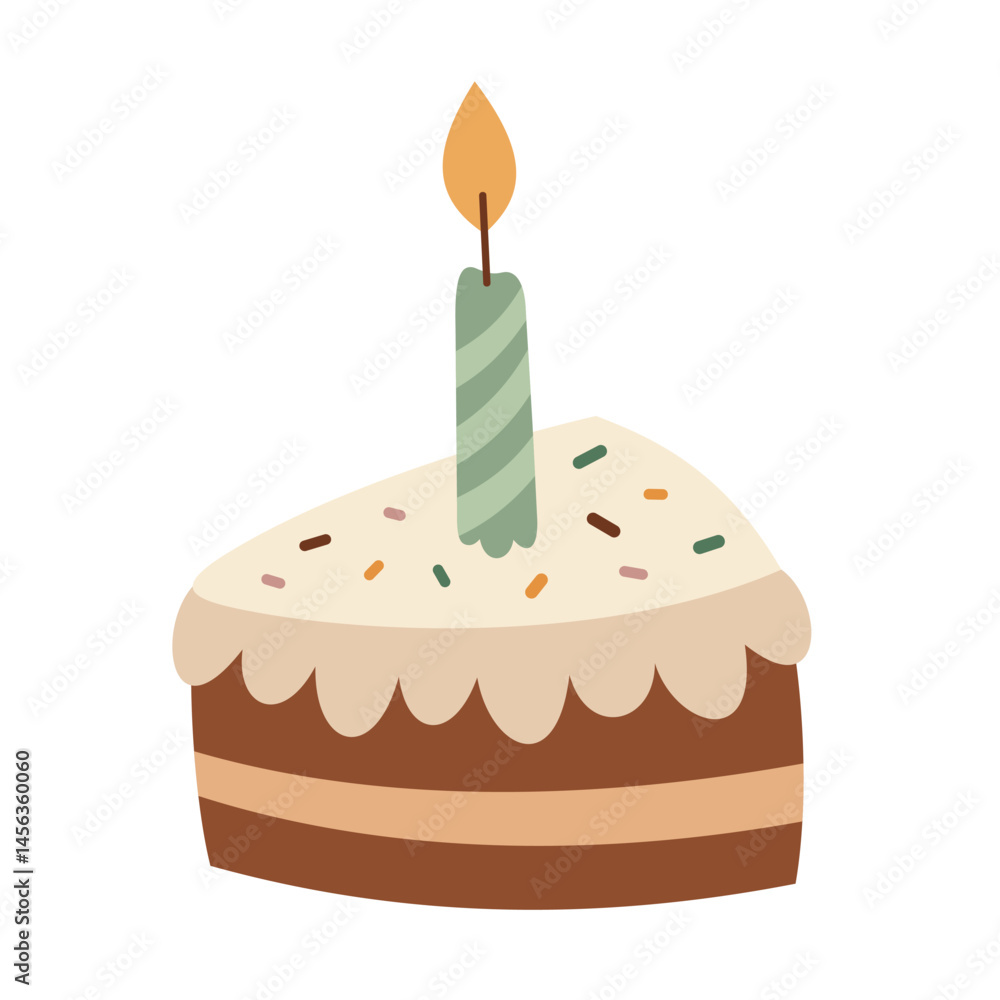 Happy Birthday cupcake clipart in boho style, isolated cartoon festive object. Hand drawn vector illustration in flat style. Happy Birthday cupcake clipart in boho style, isolated cartoon festive object. Hand drawn vector illustration in flat style.
