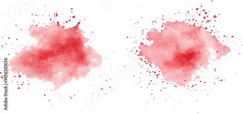 Red watercolor brush strokes isolated on a white background. vector watercolor paint splashes flowing ink blots and dynamic color textures on a clean white background modern design.