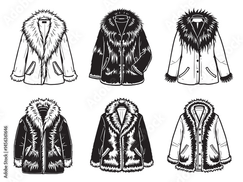 Sophisticated Fur Coat Design in Simple Lines for Modern Fashion Projects