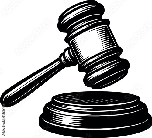 Gavel vector black silhouette print design