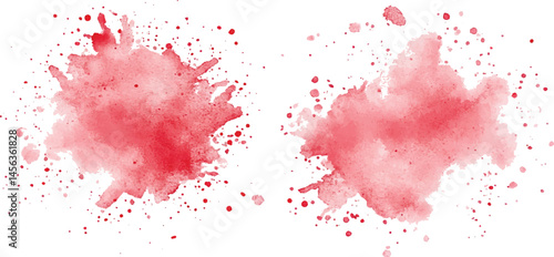 Red watercolor brush strokes isolated on a white background. vector watercolor paint splashes flowing ink blots and dynamic color textures on a clean white background modern design.