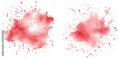 Red watercolor brush strokes isolated on a white background. vector watercolor paint splashes flowing ink blots and dynamic color textures on a clean white background modern design.