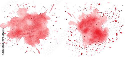 Red watercolor brush strokes isolated on a white background. vector watercolor paint splashes flowing ink blots and dynamic color textures on a clean white background modern design.