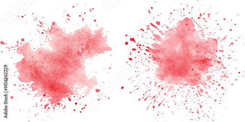 Red watercolor brush strokes isolated on a white background. vector watercolor paint splashes flowing ink blots and dynamic color textures on a clean white background modern design.