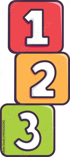 Number blocks for learning and play Vector Illustration Icon. Flat Cartoon Style