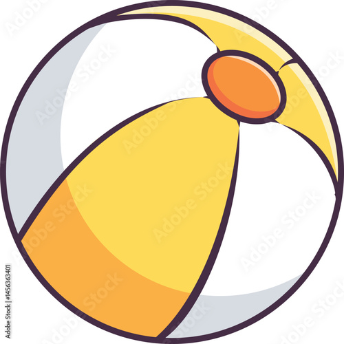 Inflatable beach ball for kids playtime Vector Illustration Icon. Flat Cartoon Style