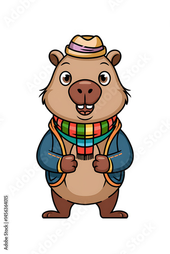 Cute Capybara Character Scarf Hat

