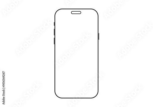 smartphone mockup with blank white screen in flat, line and realistic style, detailed mobile phone mockup, black and white models smartphone front view, model 3D mobile phone iphone