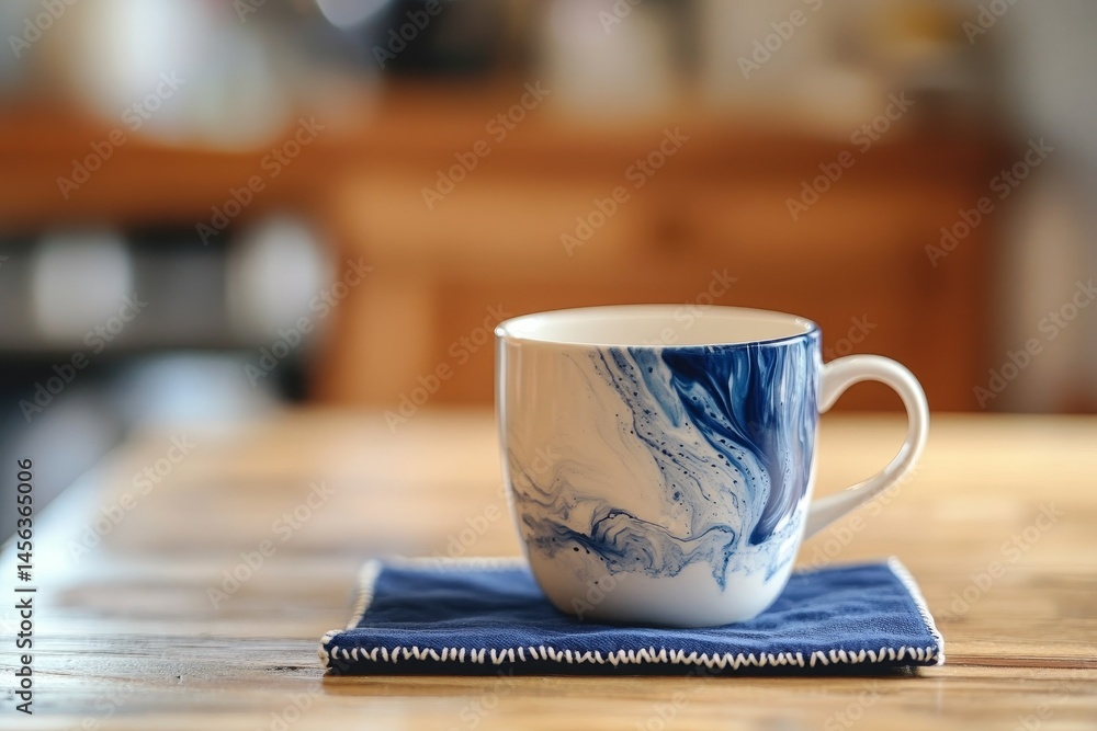 Fototapeta premium Stylish ceramic mug on a wooden table.