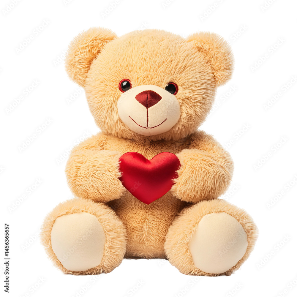 Obraz premium A cute teddy bear holding a red heart, creating a heartwarming and loving scene
