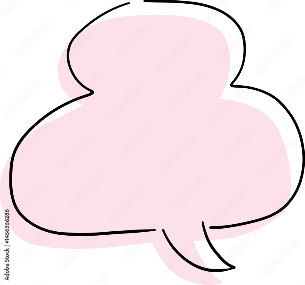 rounded figure eight speech bubble with offset pink fill hand drawn with black lines rounded figure eight speech bubble with offset pink fill hand drawn with black lines