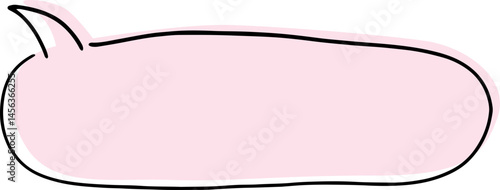 long round speech bubble with offset pink fill hand drawn with black lines