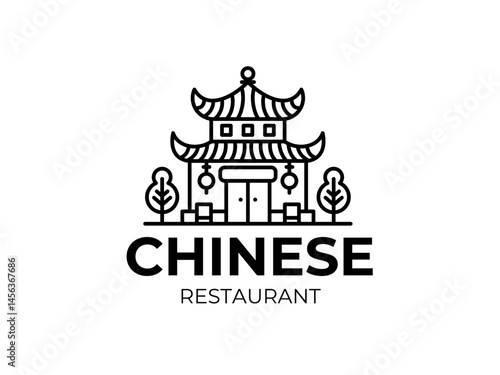 Chinese restaurant logo template with editable text, perfect for branding, menus, and signage. Modern, elegant, and customizable vector design for Asian cuisine businesses. Includes high-resolution.