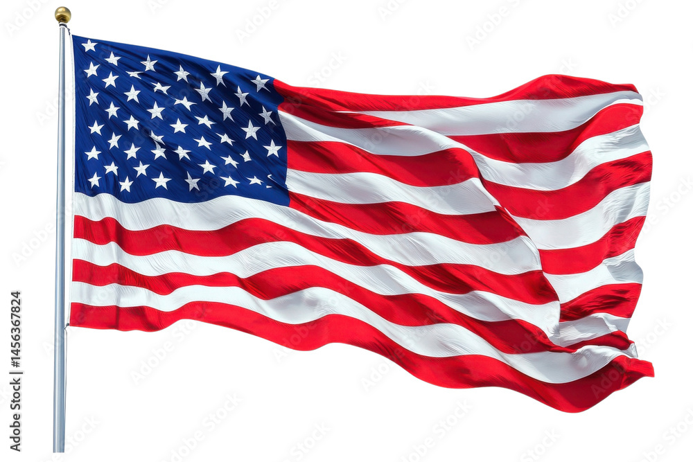 Proudly American: Crisp, Vibrant US Flag, Isolated on White Background. Perfect for patriotic on transparent background Proudly American: Crisp, Vibrant US Flag, Isolated on White Background. Perfect for patriotic on transparent background