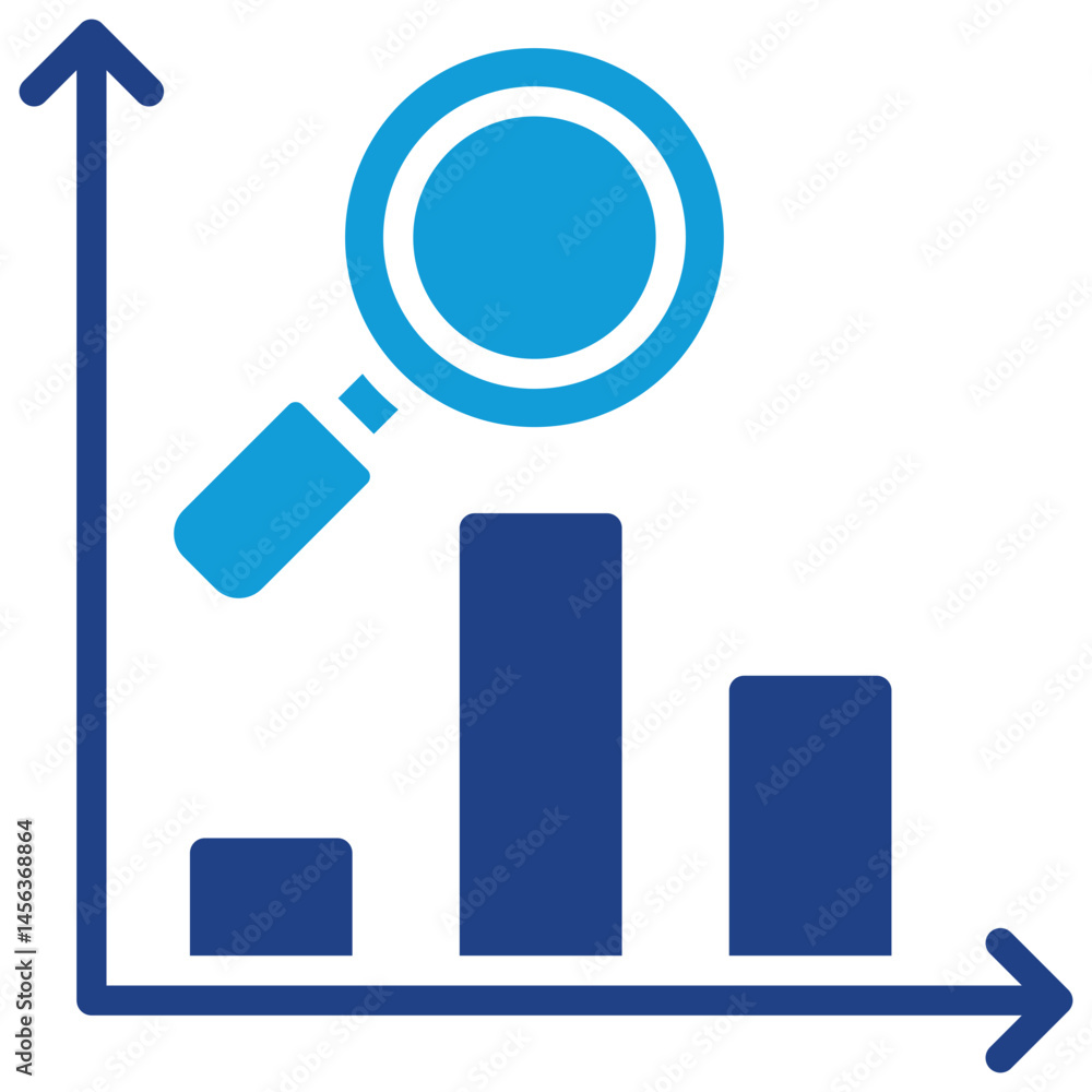 Data Analytics Dual Tone Blue Fill - Analyzing Business Performance and Market Trends with a Magnifying Glass Data Analytics Dual Tone Blue Fill - Analyzing Business Performance and Market Trends with a Magnifying Glass