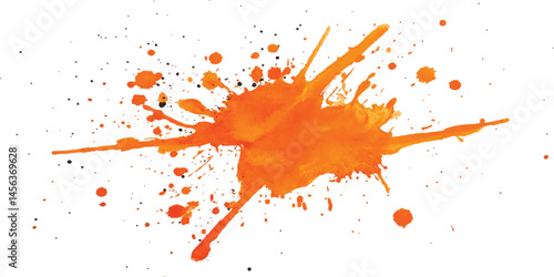 Orange stroke of paint isolated on transparent background. Orange watercolor brush strokes isolated on a white background. vector watercolor paint splashes flowing ink blots and dynamic color textures