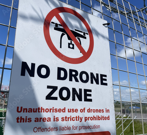 Warning notice for restricted no drone zone at large airport