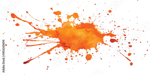 Orange stroke of paint isolated on transparent background. Orange watercolor brush strokes isolated on a white background. vector watercolor paint splashes flowing ink blots and dynamic color textures