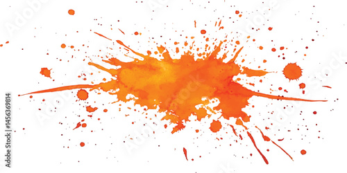 Orange stroke of paint isolated on transparent background. Orange watercolor brush strokes isolated on a white background. vector watercolor paint splashes flowing ink blots and dynamic color textures