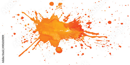 Orange stroke of paint isolated on transparent background. Orange watercolor brush strokes isolated on a white background. vector watercolor paint splashes flowing ink blots and dynamic color textures