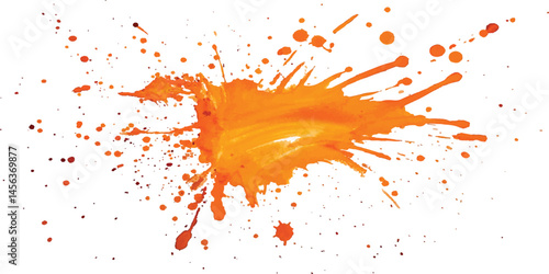 Orange stroke of paint isolated on transparent background. Orange watercolor brush strokes isolated on a white background. vector watercolor paint splashes flowing ink blots and dynamic color textures