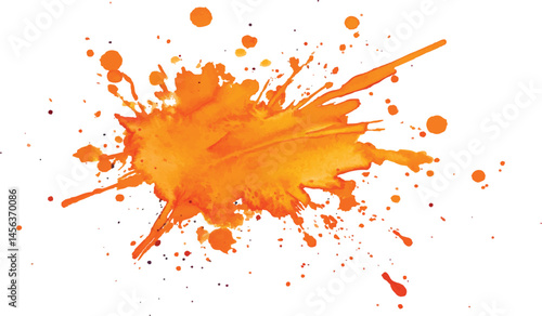 Orange stroke of paint isolated on transparent background. Orange watercolor brush strokes isolated on a white background. vector watercolor paint splashes flowing ink blots and dynamic color textures