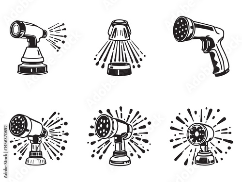 Spray nozzle line art vector for industrial use