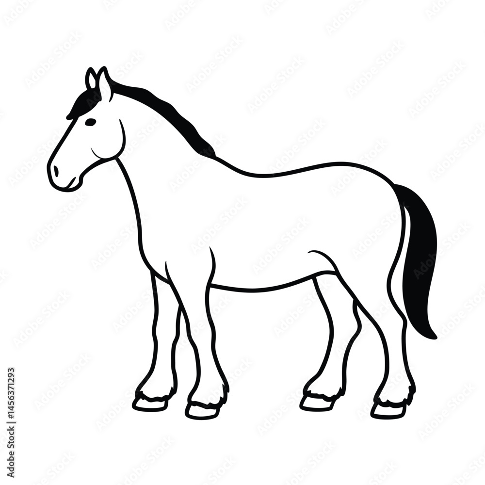 Belgian Draft Horse vector line art Belgian Draft Horse vector line art
