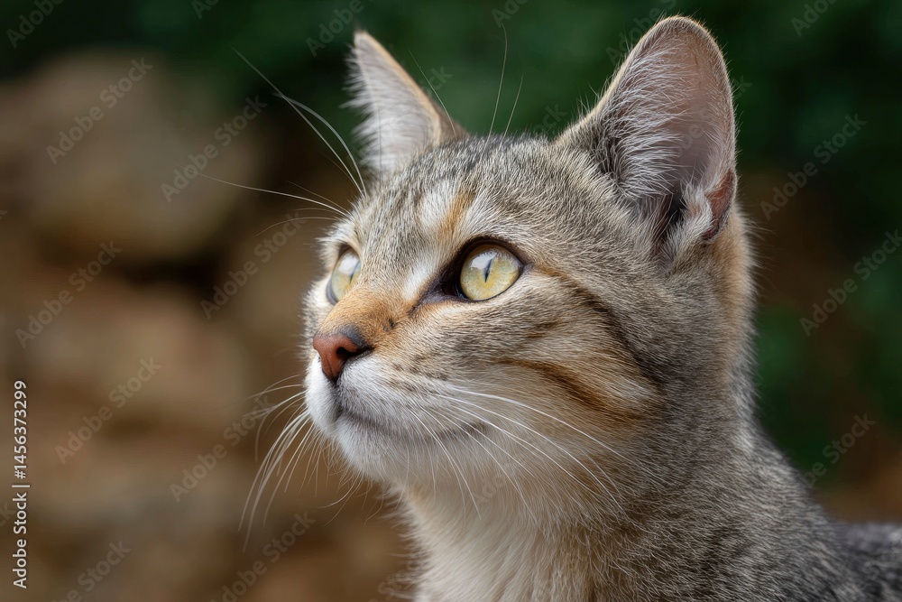 Gray Tabby Cat Looking Upward Gray Tabby Cat Looking Upward