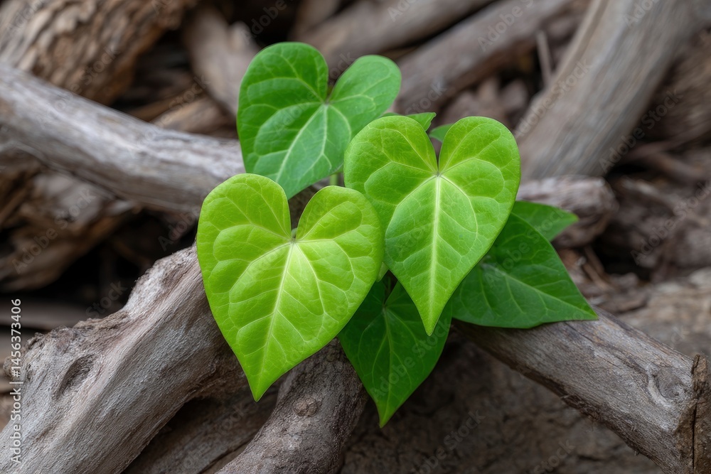 Naklejka premium Heart Shaped Leaf on Branch