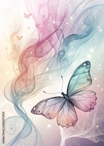 Dreamy Pastel Butterfly with Soft Glowing Light