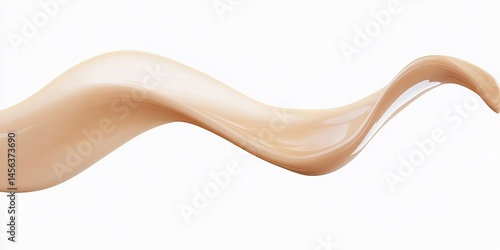 Beige liquid cosmetic foundation flowing, isolated on a white background. 3D rendering, isolated on a pastel background.