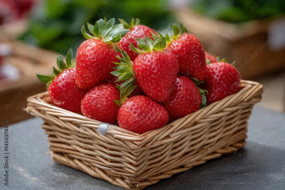 Fresh Strawberry in Wicker Basket Fresh Strawberry in Wicker Basket