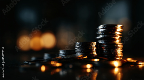 Financial increment concept featuring coins stacked, symbolizing investiture savings, and business success.
