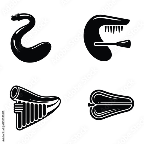 A silhouette of mouth organ Icon vector on a white background
