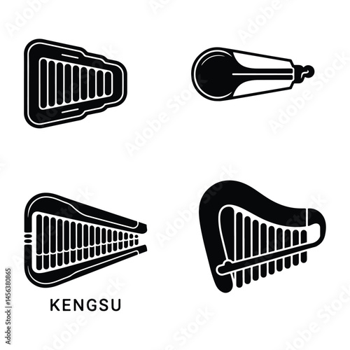 A silhouette of mouth organ Icon vector on a white background