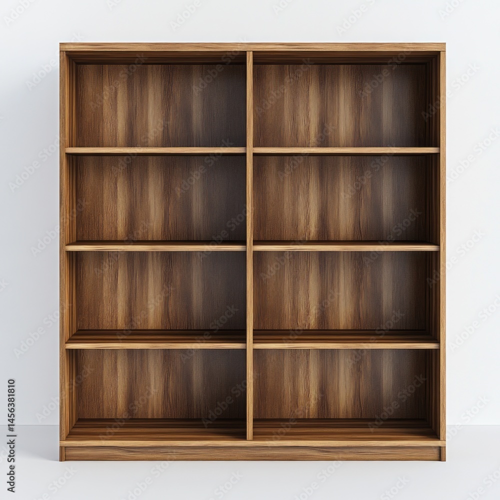 3D wooden bookcase, without shadow, smooth, balanced 3D wooden bookcase, without shadow, smooth, balanced