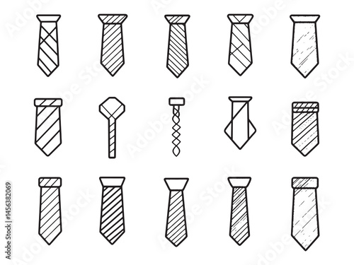 Stylish and Sophisticated Silk Tie Line Art for Graphic Use