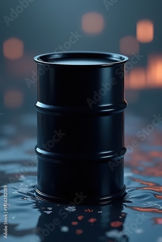 Oil Barrel with Stock Market Analytics Background