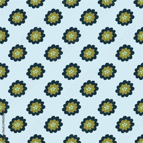 seamless pattern with flowers on a blue background