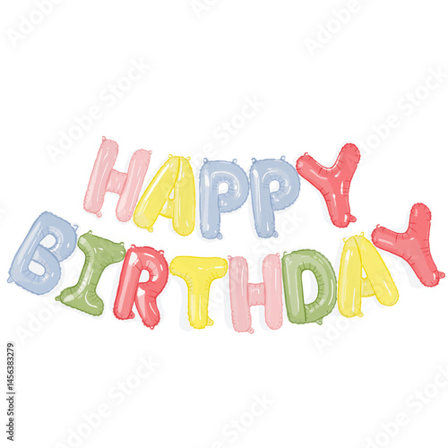 Colorful Pastel Happy Birthday Foil Balloons