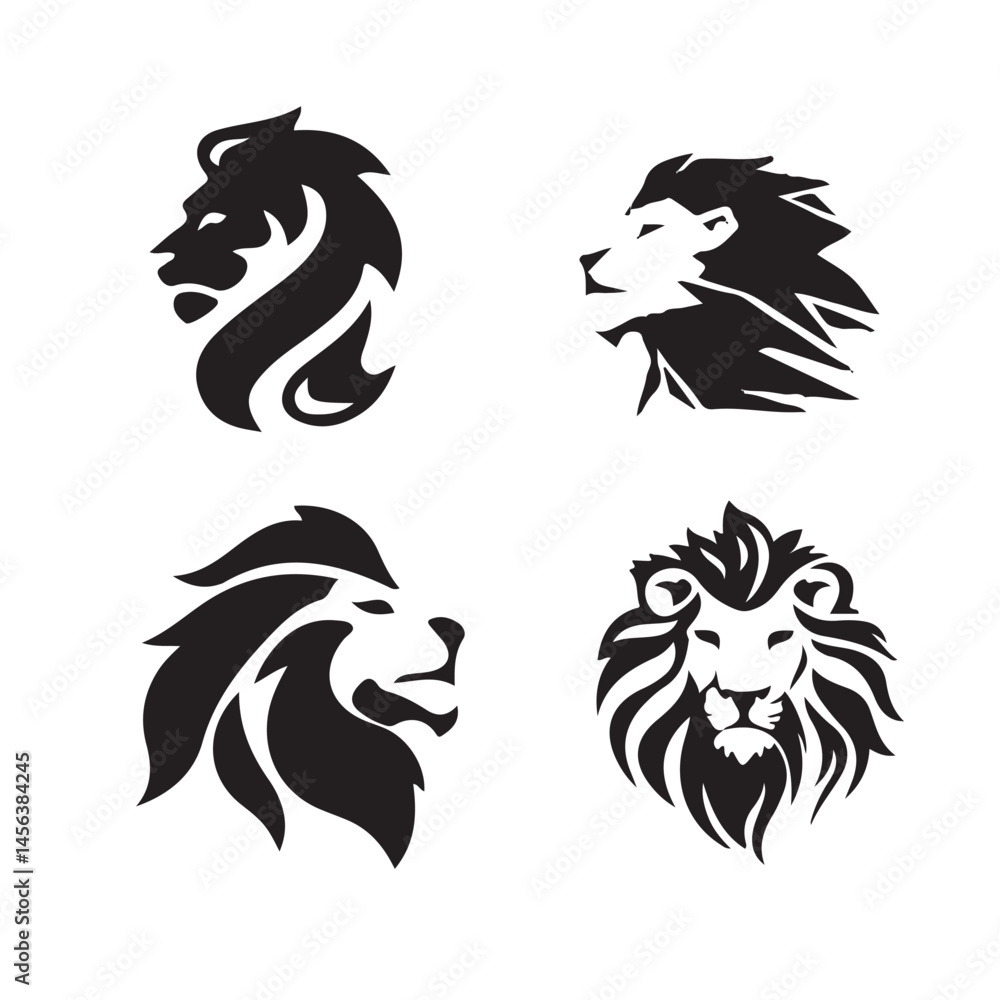 Obraz premium Modern Lion Head Logo Realistic Lion Head Graphic Geometric Lion Head Icon
