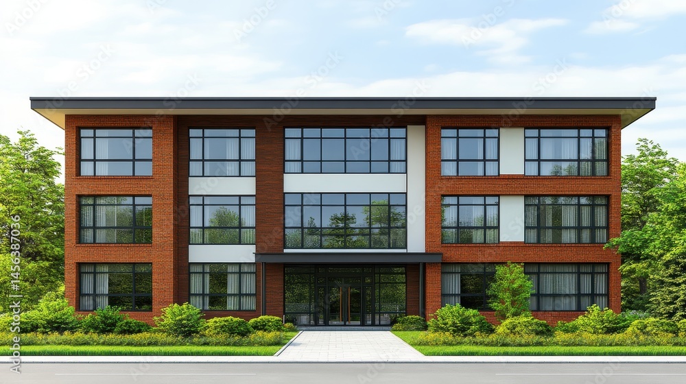 Modern architectural design showcases contemporary brick office Modern architectural design showcases contemporary brick office