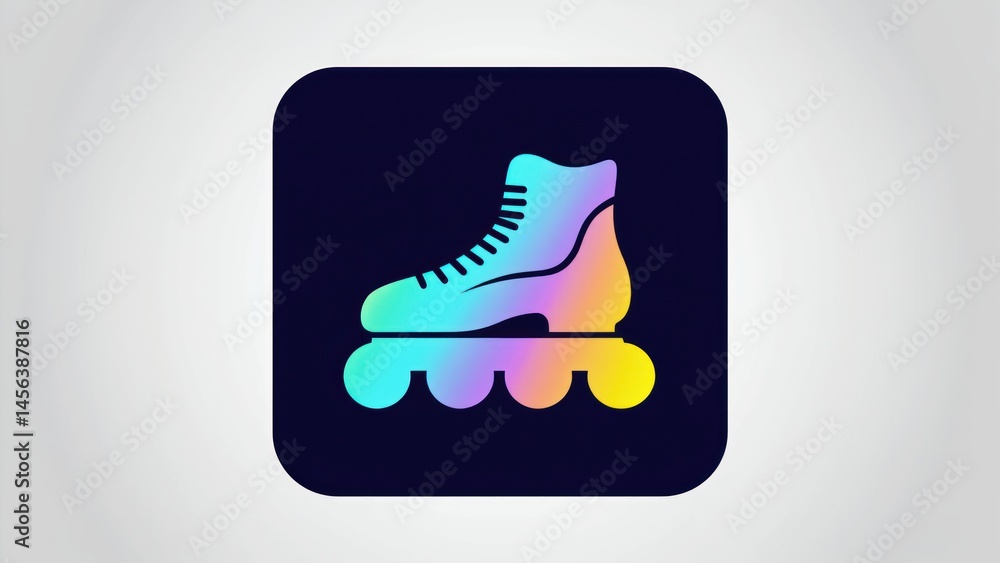 Colorful Roller Skates Icon, Graphic Design Colorful Roller Skates Icon, Graphic Design