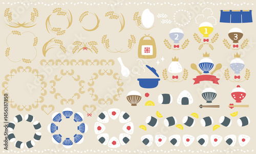 稲穂と米とごはんのイラスト素材セット2