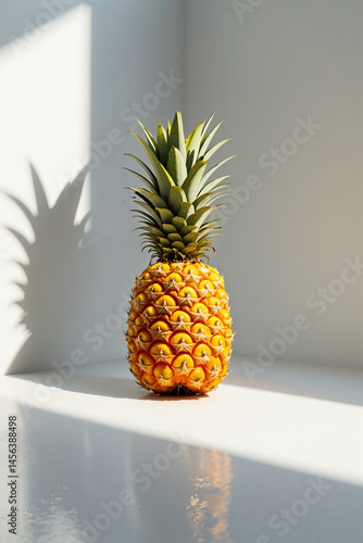 Pineapple on studio background, still life scene 